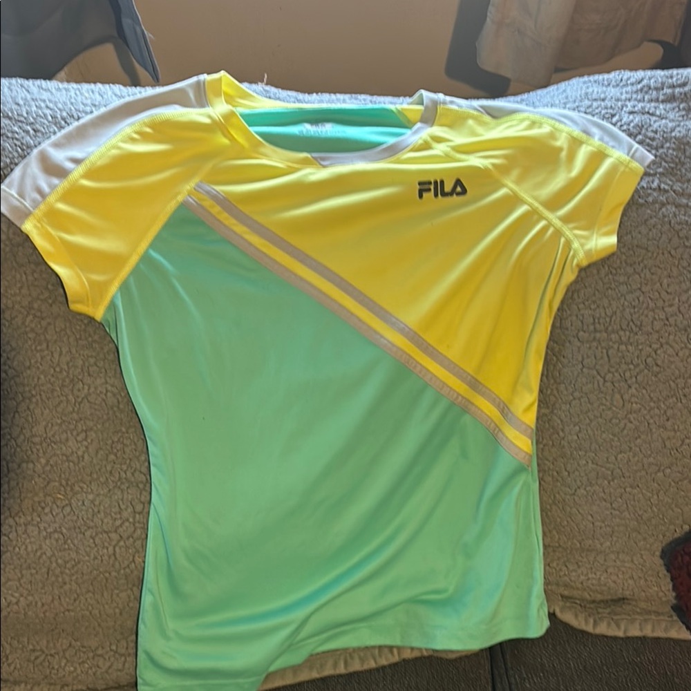 Fila Yellow and Aqua Athletic T-Shirt